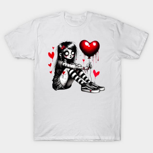 Goth girl heart T-Shirt by Hadderstyle